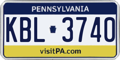 PA license plate KBL3740