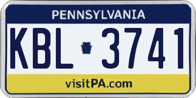 PA license plate KBL3741