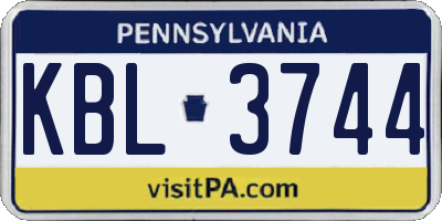 PA license plate KBL3744