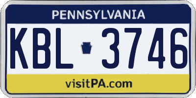 PA license plate KBL3746