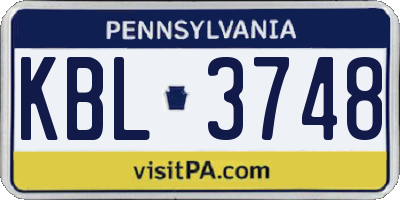 PA license plate KBL3748