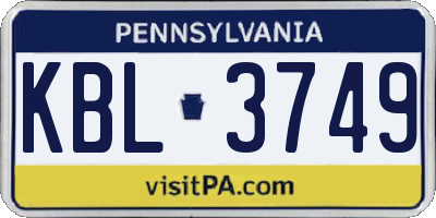 PA license plate KBL3749