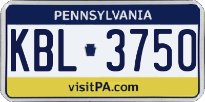 PA license plate KBL3750