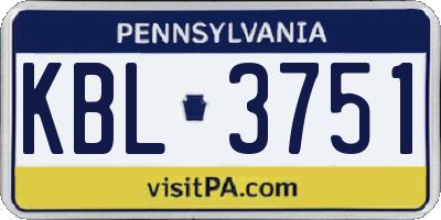 PA license plate KBL3751