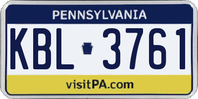 PA license plate KBL3761