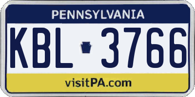 PA license plate KBL3766