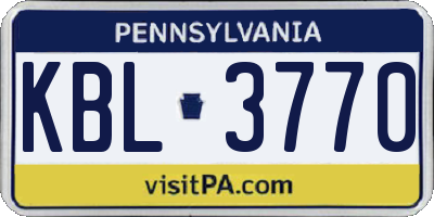 PA license plate KBL3770