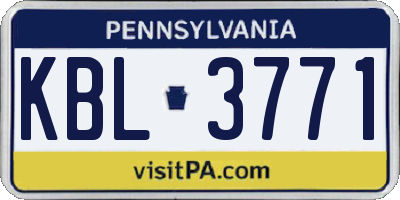 PA license plate KBL3771