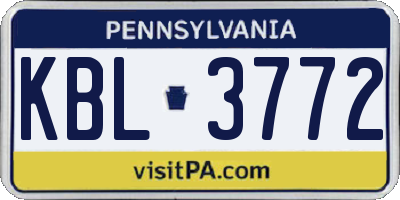 PA license plate KBL3772