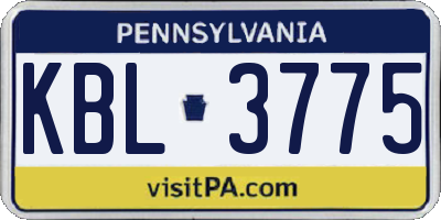 PA license plate KBL3775