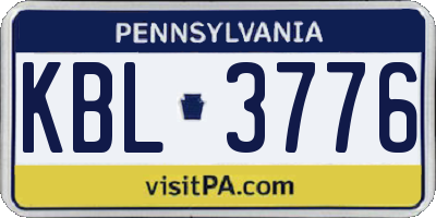 PA license plate KBL3776