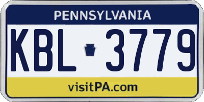 PA license plate KBL3779
