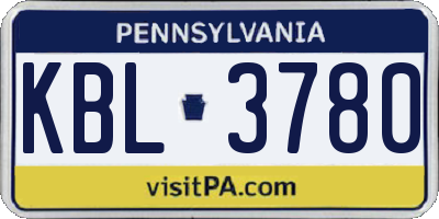 PA license plate KBL3780