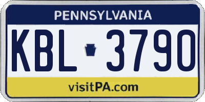 PA license plate KBL3790