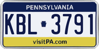 PA license plate KBL3791
