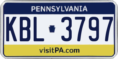 PA license plate KBL3797