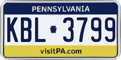 PA license plate KBL3799