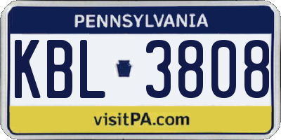 PA license plate KBL3808