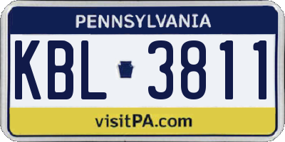 PA license plate KBL3811