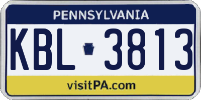 PA license plate KBL3813