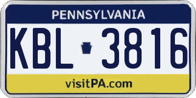 PA license plate KBL3816