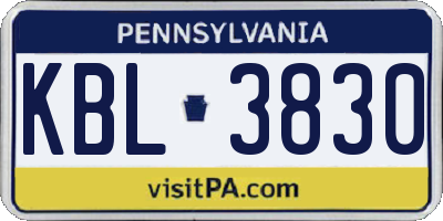 PA license plate KBL3830