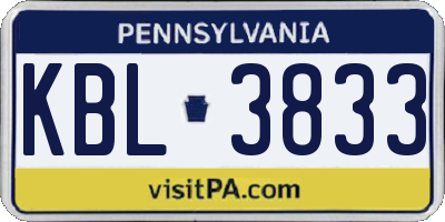 PA license plate KBL3833