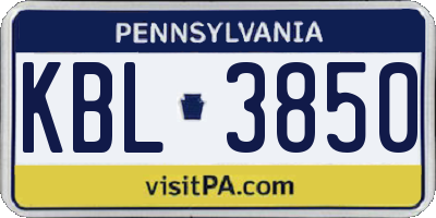 PA license plate KBL3850
