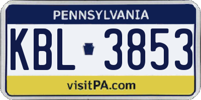 PA license plate KBL3853