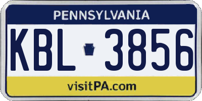 PA license plate KBL3856