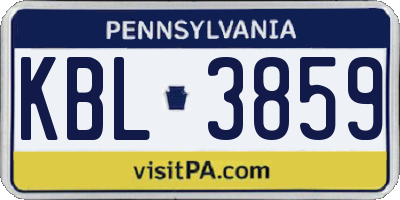 PA license plate KBL3859
