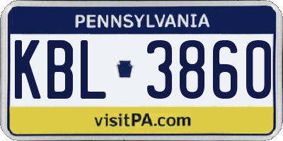 PA license plate KBL3860