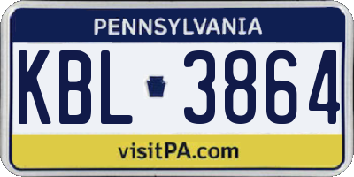 PA license plate KBL3864