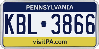 PA license plate KBL3866