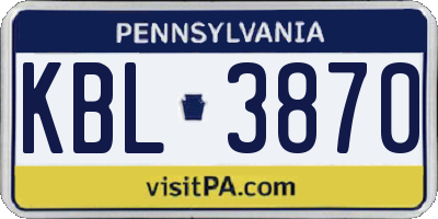 PA license plate KBL3870
