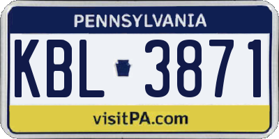 PA license plate KBL3871