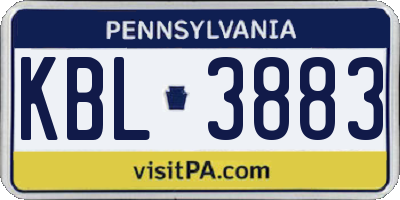 PA license plate KBL3883