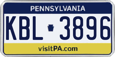 PA license plate KBL3896