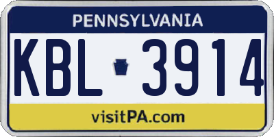 PA license plate KBL3914