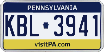 PA license plate KBL3941