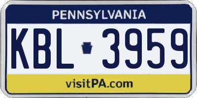 PA license plate KBL3959