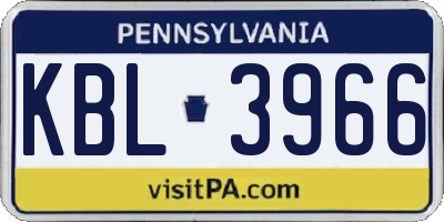 PA license plate KBL3966