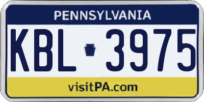 PA license plate KBL3975
