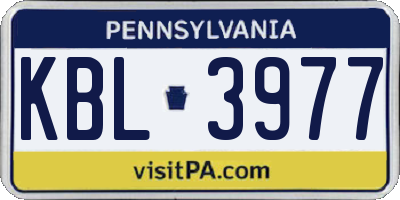 PA license plate KBL3977