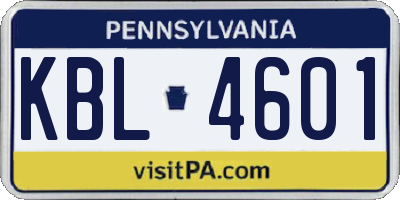 PA license plate KBL4601