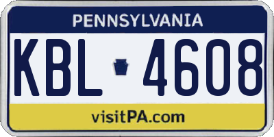 PA license plate KBL4608