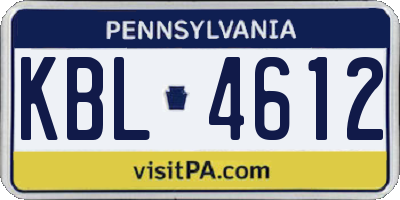 PA license plate KBL4612