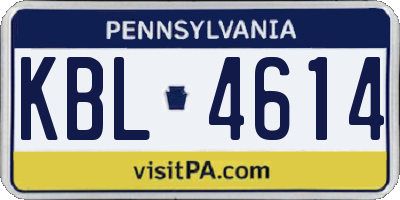 PA license plate KBL4614