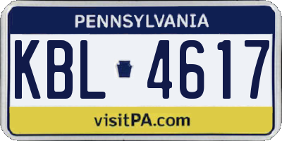 PA license plate KBL4617