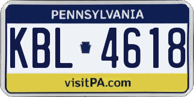 PA license plate KBL4618